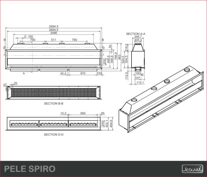 Pele Spiro 2994,5 x 404,6 x 524,5